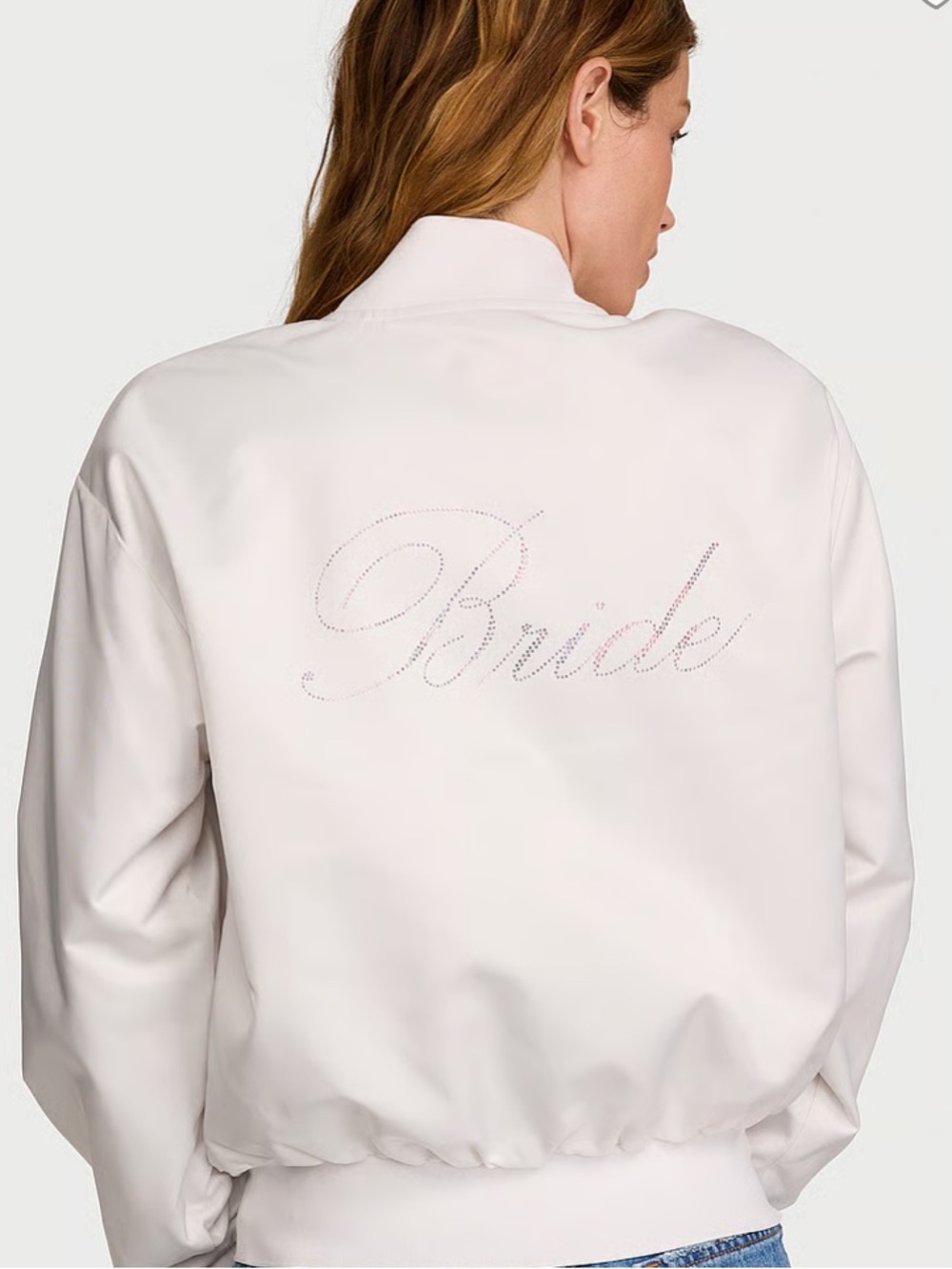 VS 'Bride' Satin Bomber Jacket in White